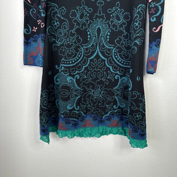 IVKO Fair Isle Sweater Dress Wool Winter Knit Scandinavian Artsy Size 40 US 10 - Picture 5 of 7